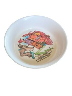 Vintage Oneida Deluxe Three Little Pigs Melamine Toddler Bowl